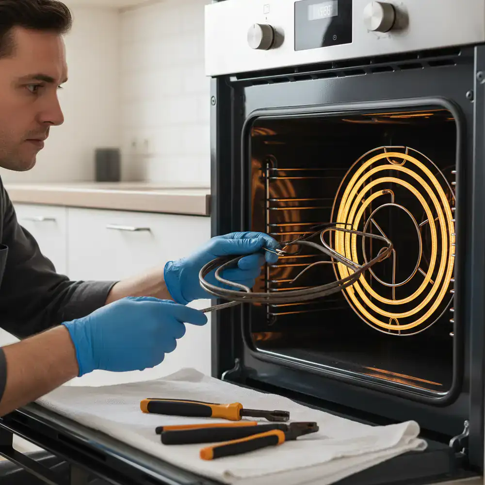 Reparatie van een oven verwarmingselement
